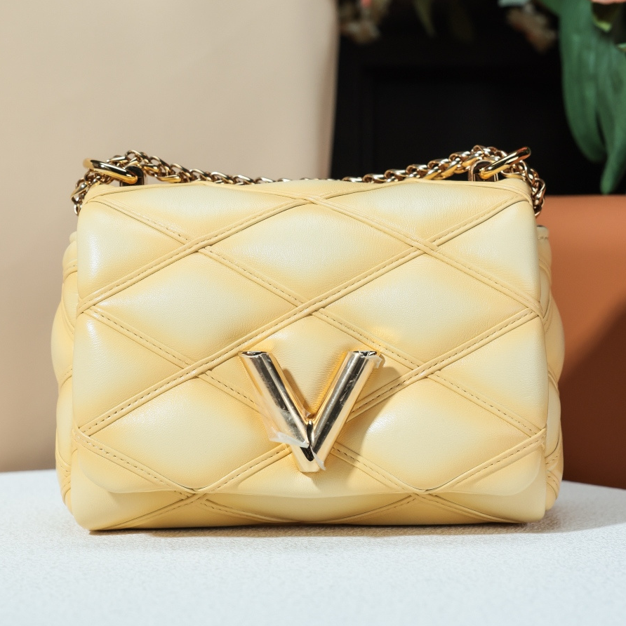 Louis Vuitton Pico Go-14 Chain Shoulder Crossbody Bag Yellow Gold Women